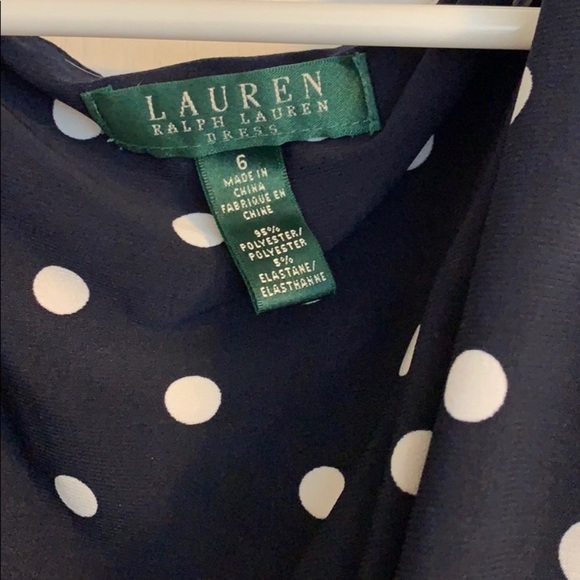 Lauren by Ralph Lauren navy polka dot dress - Picture 3 of 7